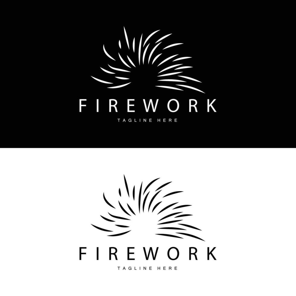 Firework Logo, Simple Line Model Design New Year Celebration Day Illustration, Template Vector