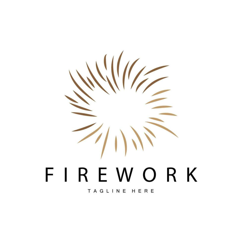 Firework Logo, Simple Line Model Design New Year Celebration Day Illustration, Template Vector