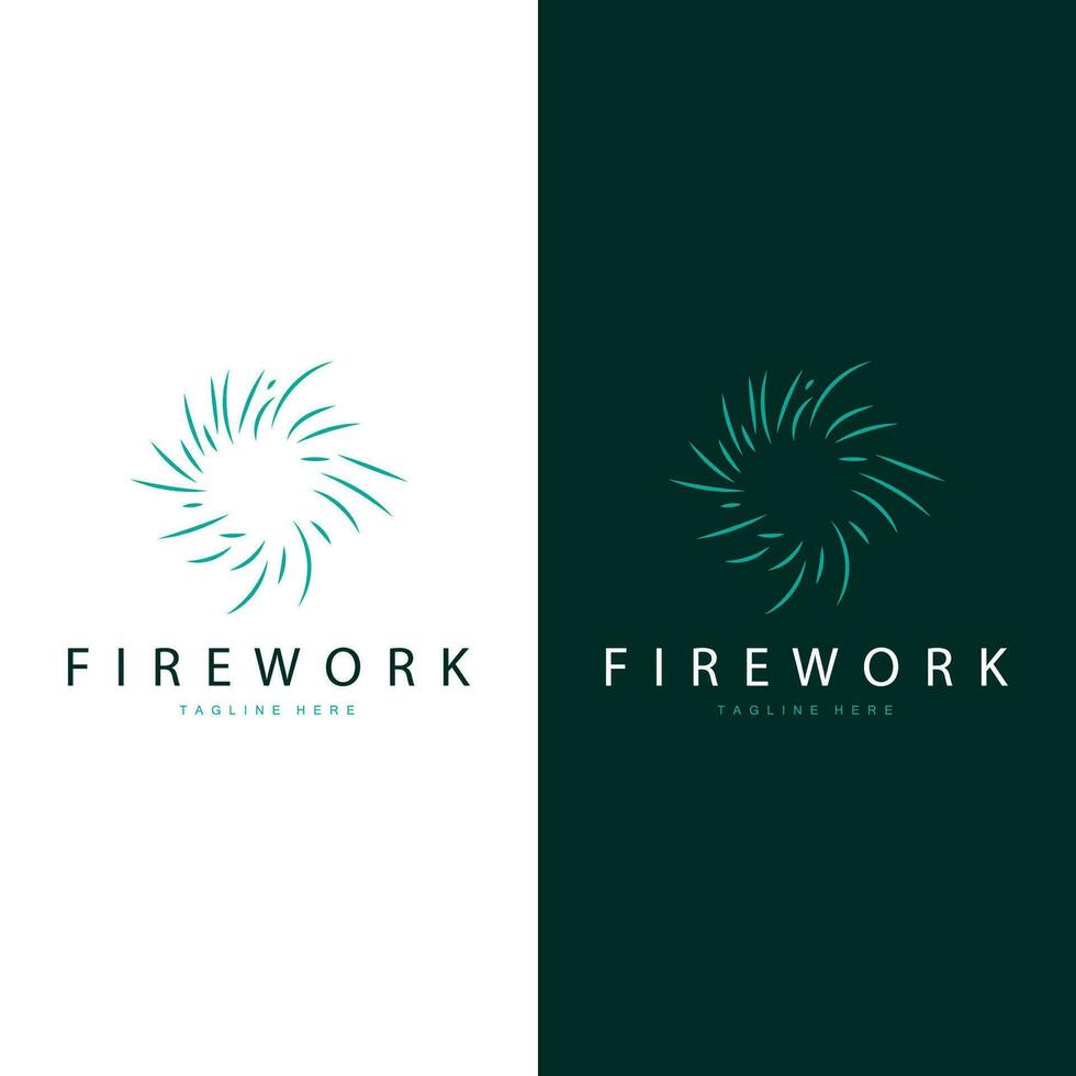 Firework Logo, Simple Line Model Design New Year Celebration Day Illustration, Template Vector