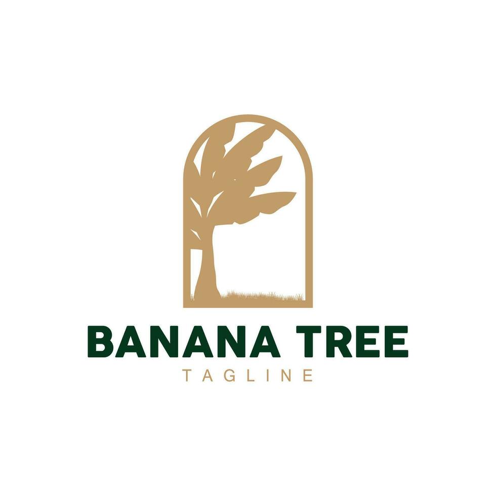 Banana Tree Logo, Tropical Fruit Plant Flat Silhouette Template Illustration Design vector