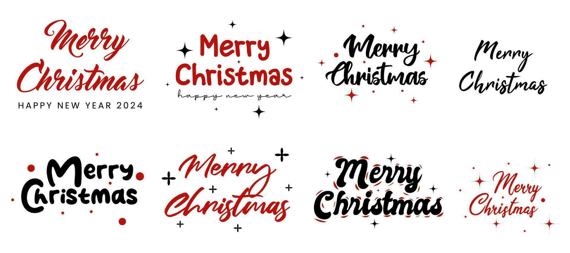 Set of Merry Christmas vector text Calligraphic Lettering design. Creative typography for Holiday Greeting Gift Poster. Calligraphy Font style Banner card template.