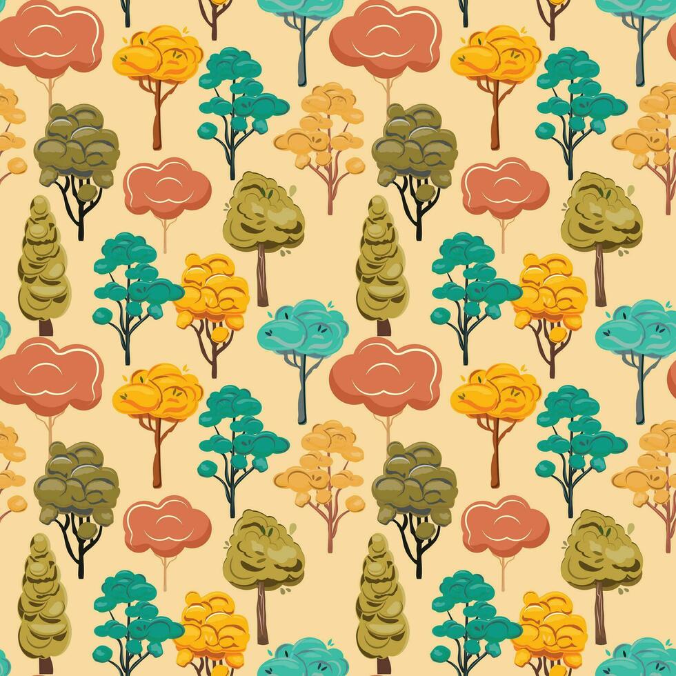 Autumn trees. Autumn forest background with colourful trees vector