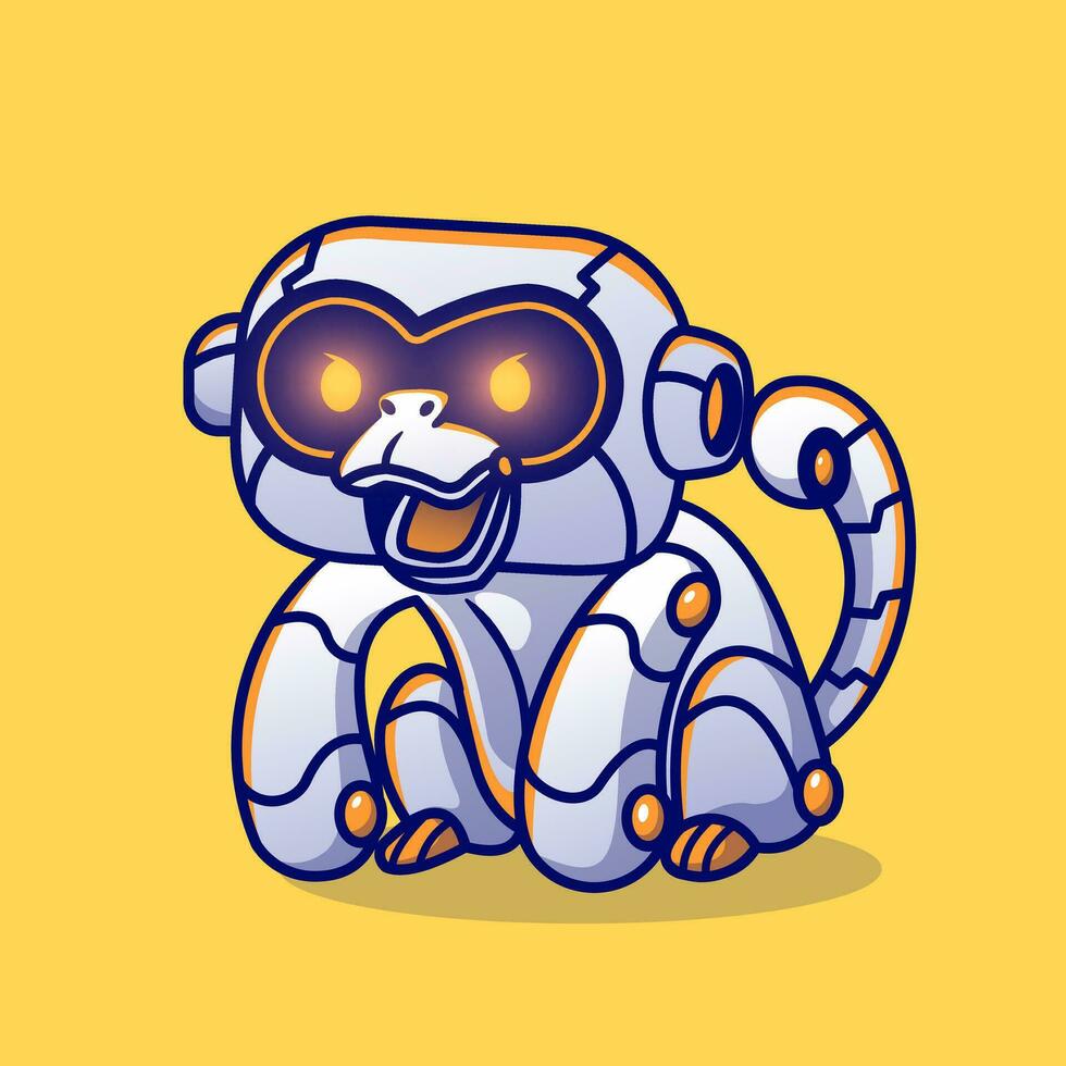 Cute Monkey Robot Cartoon Vector Icon Illustration. Animal Science Icon Concept Isolated Premium Vector. Flat Cartoon Style