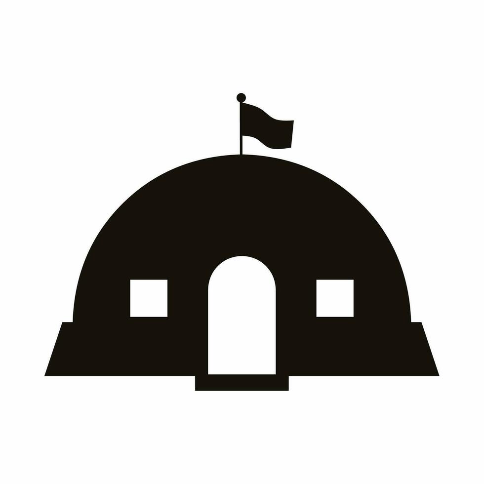 Barrack silhouette vector. Military barrack silhouette can be used as icon, symbol or sign. Barrack icon vector for design of military, base or camp