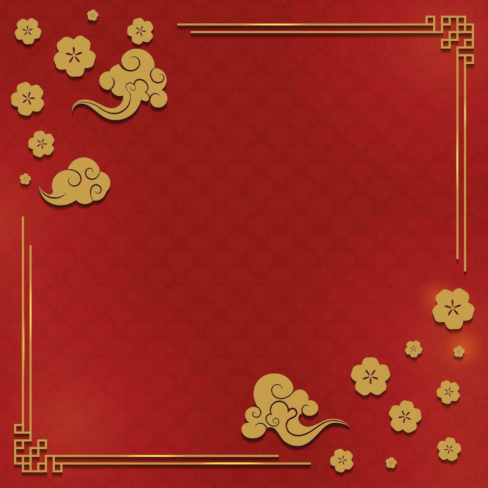 Ethnic Traditional Chinese Background in Square Form vector