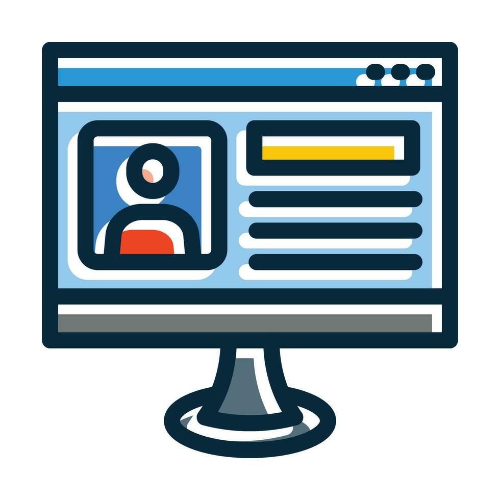 Landing Page Vector Thick Line Filled Dark Colors