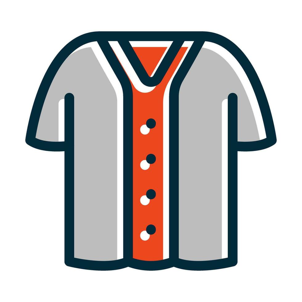 Baseball Shirt Vector Thick Line Filled Dark Colors