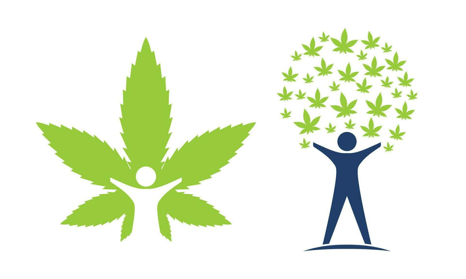 Mariuhana or cannabis leaf symbol cannabis medical sign with human icon,  vector illustration