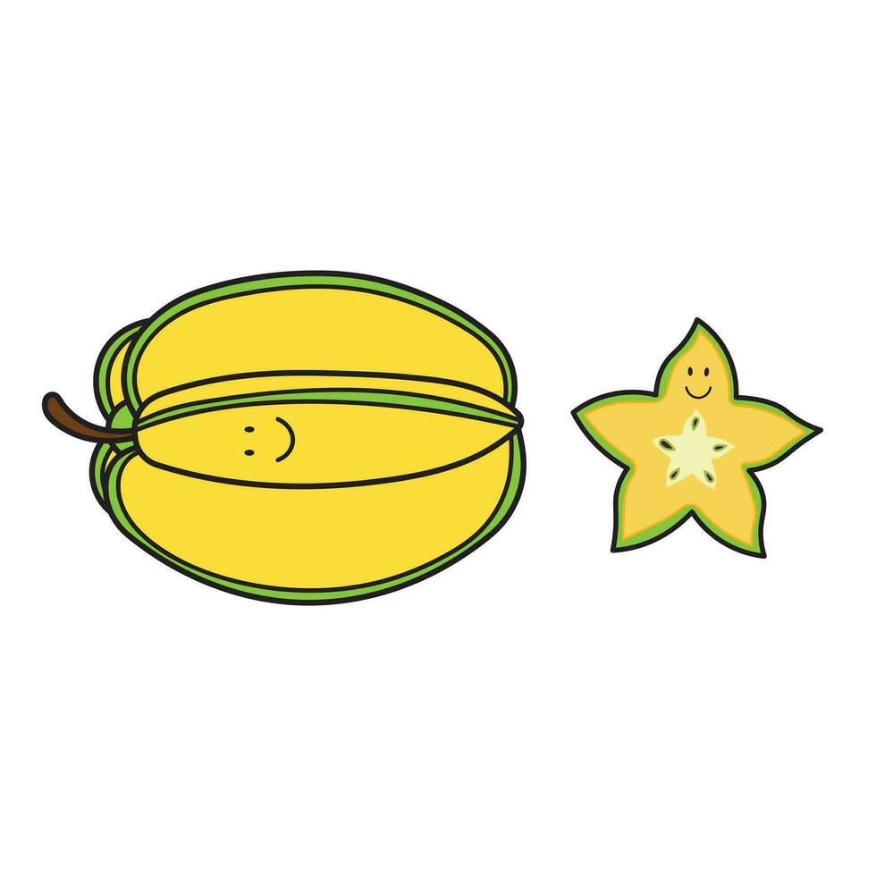 vector ilustración color niños linda sonriente estrella Fruta clipart