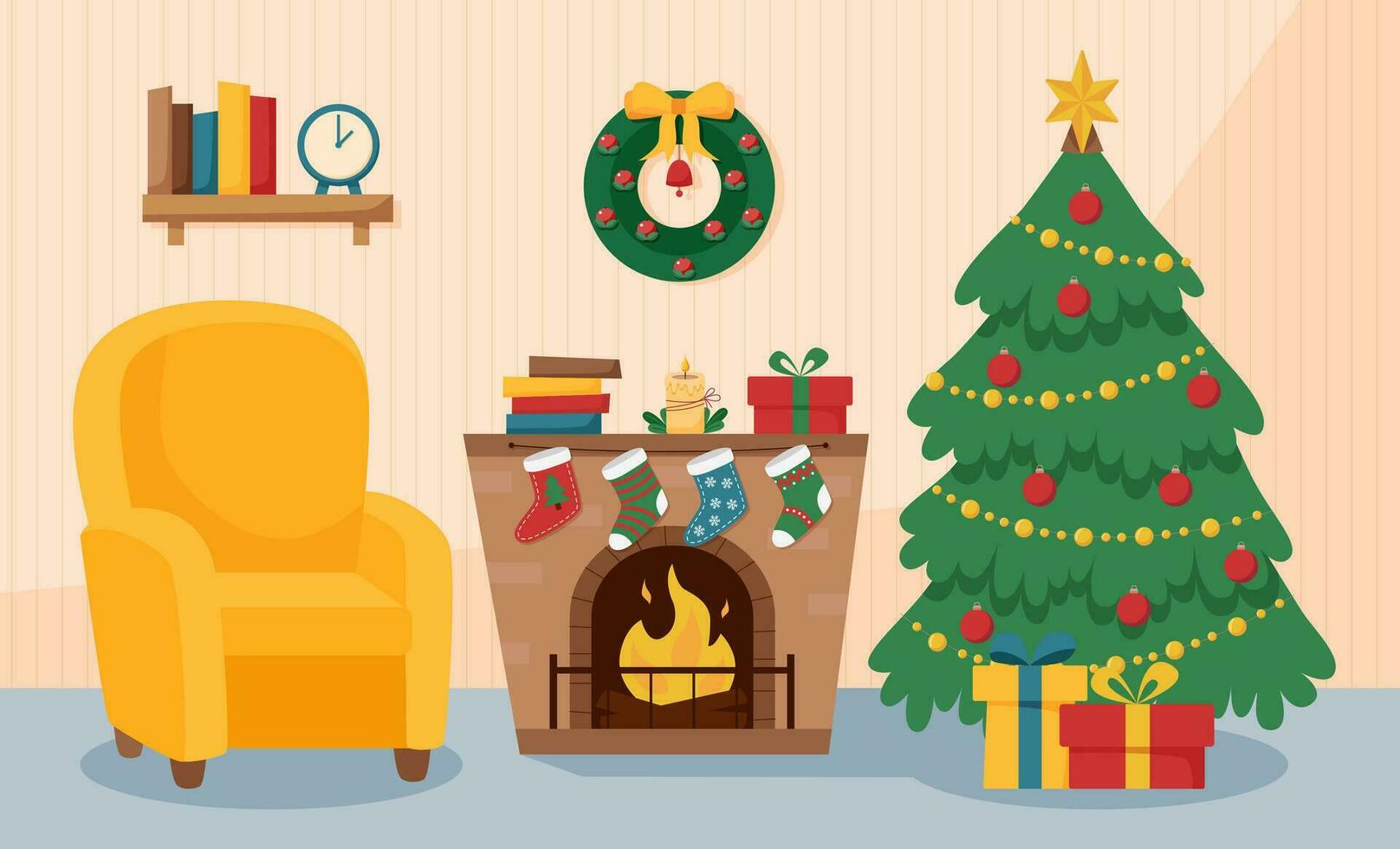 Christmas room interior vector