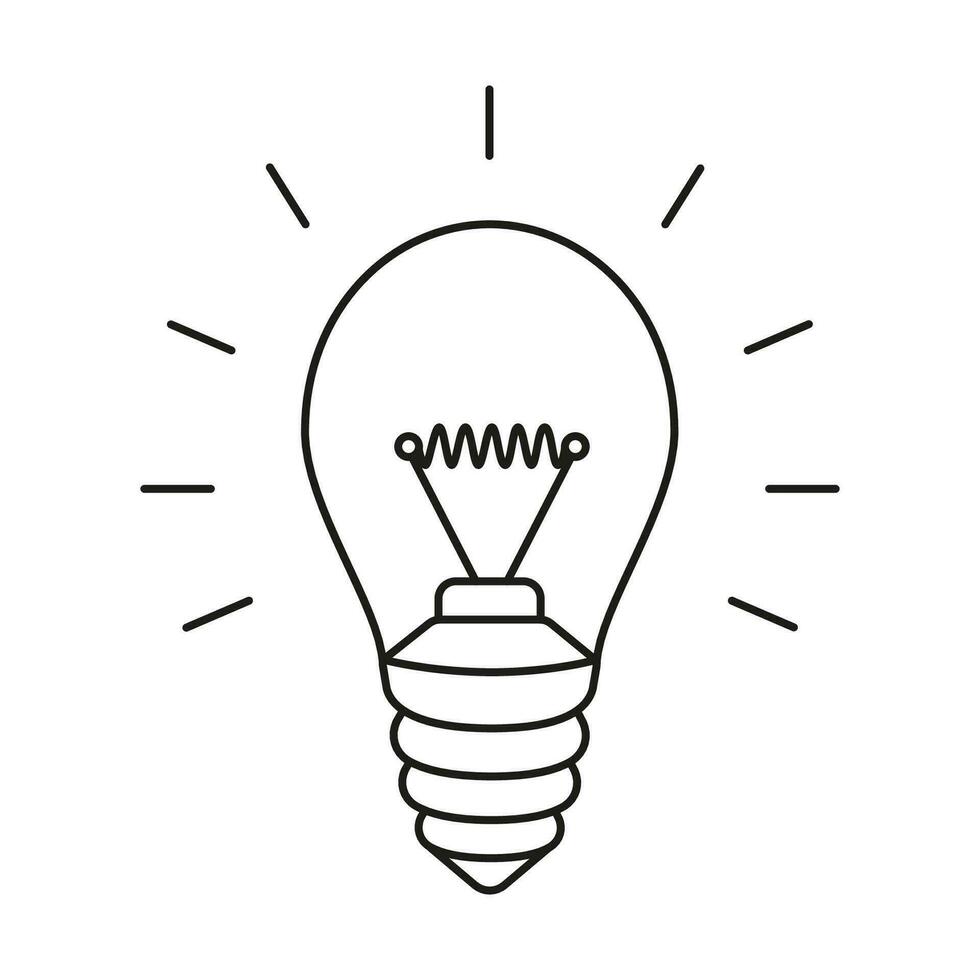 The electric light bulb drawn in the outline vector