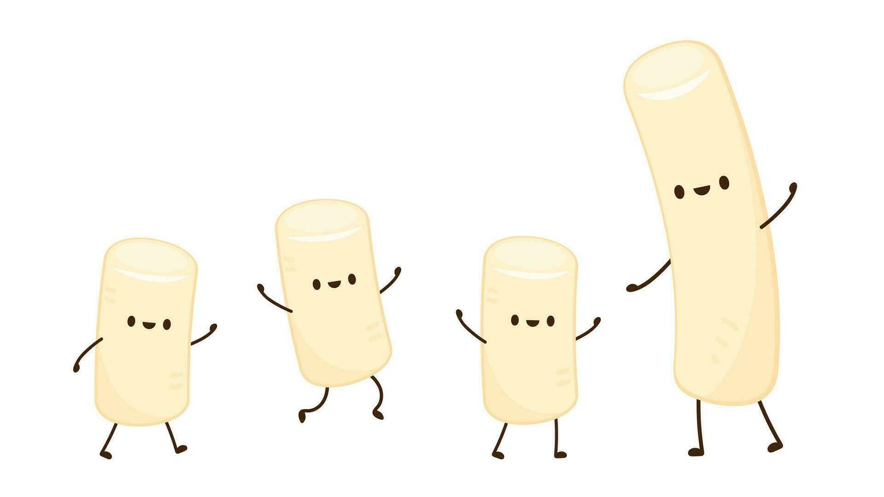 Cute Tteokbokki noodle cartoon. Korean street food. simple vector logo sausage. Tteokbokki is korean food.
