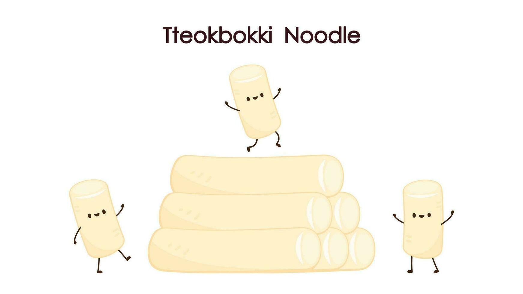 linda tteokbokki fideos dibujos animados. coreano calle alimento. sencillo vector logo embutido. tteokbokki es coreano alimento.