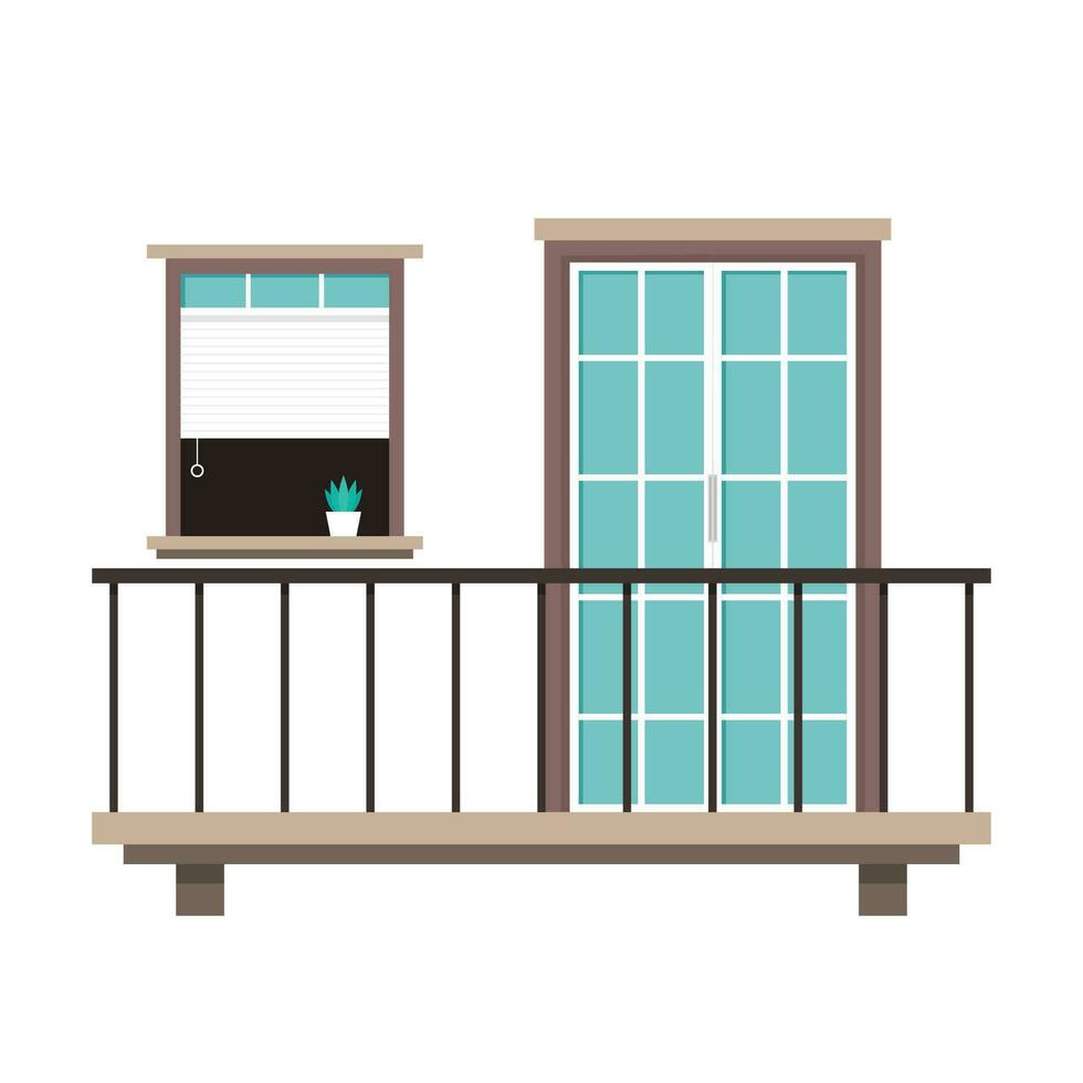 Balcony vector. free space for text. wallpaper. Door vector. Door and Window. vector