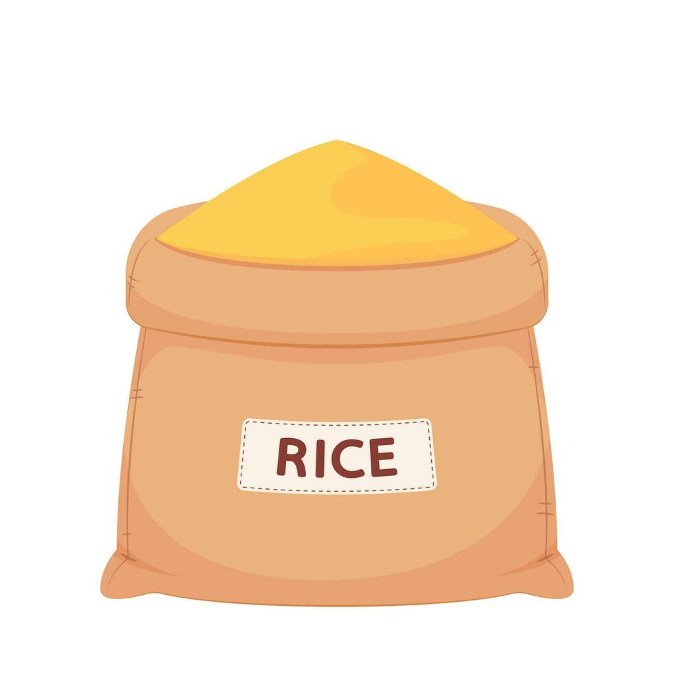 Rice sack cartoon vector. Rice bag. symbol. Logo design. vector