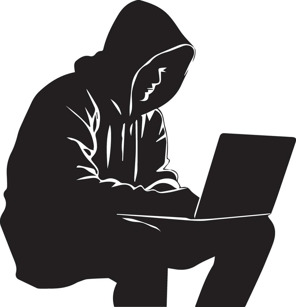 hacker vector silueta ilustración dieciséis