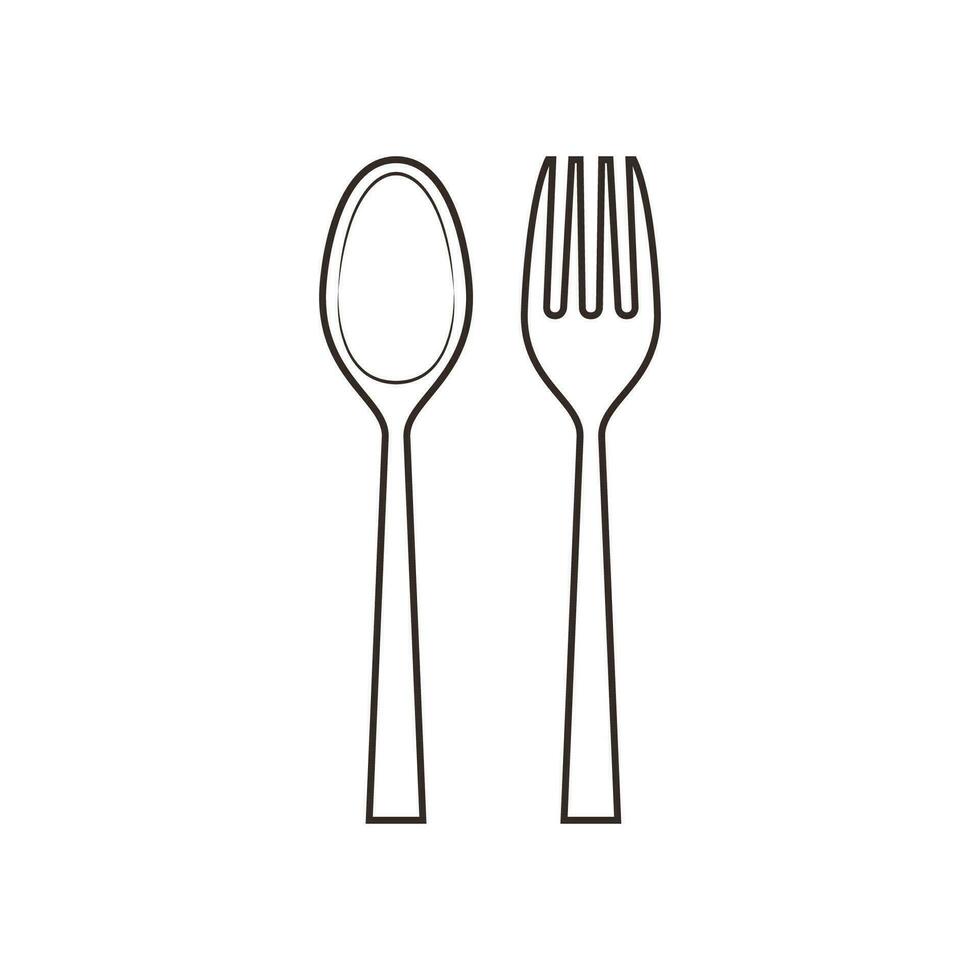 Spoon and fork doodle vector. vector