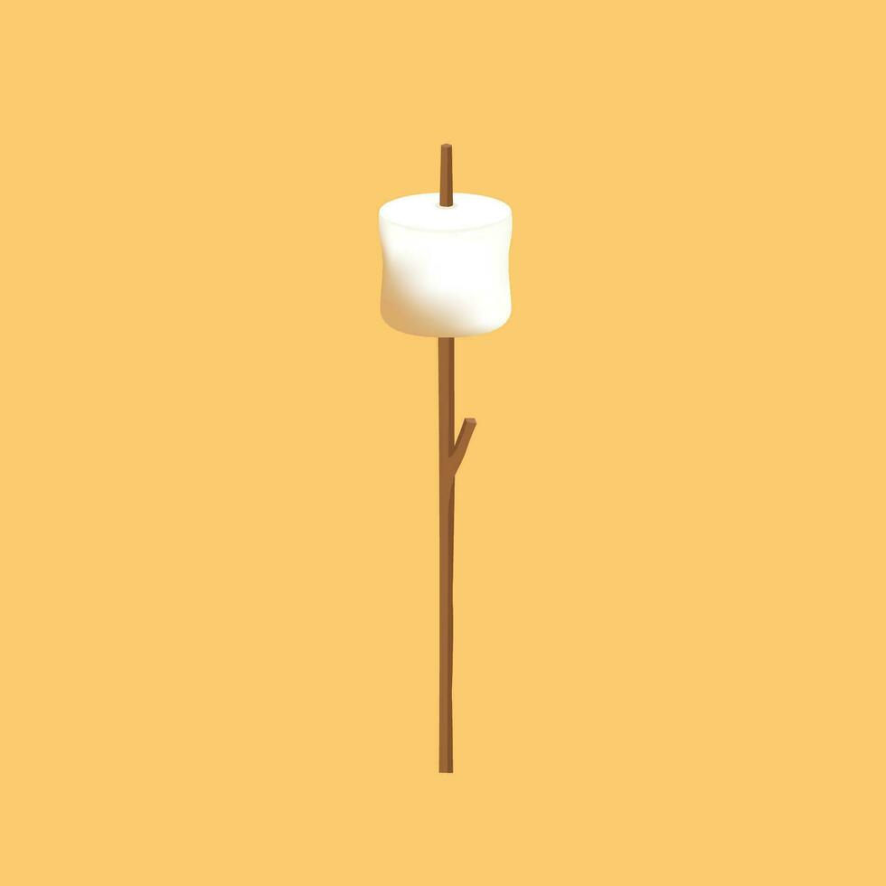 Marshmallow and stick vector. free space for text. Marshmallow stick logo. vector