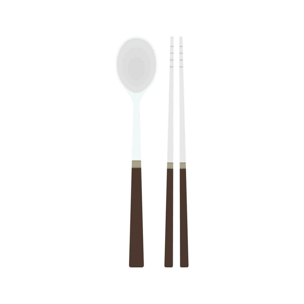 Chopsticks and spoon vector. chopsticks white background. wallpaper. free space for text. copy space. vector