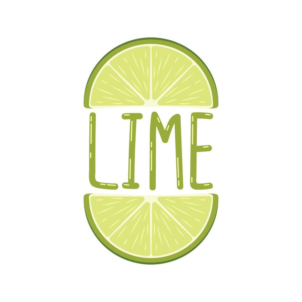 Lime vector on white background. Half lime vector.