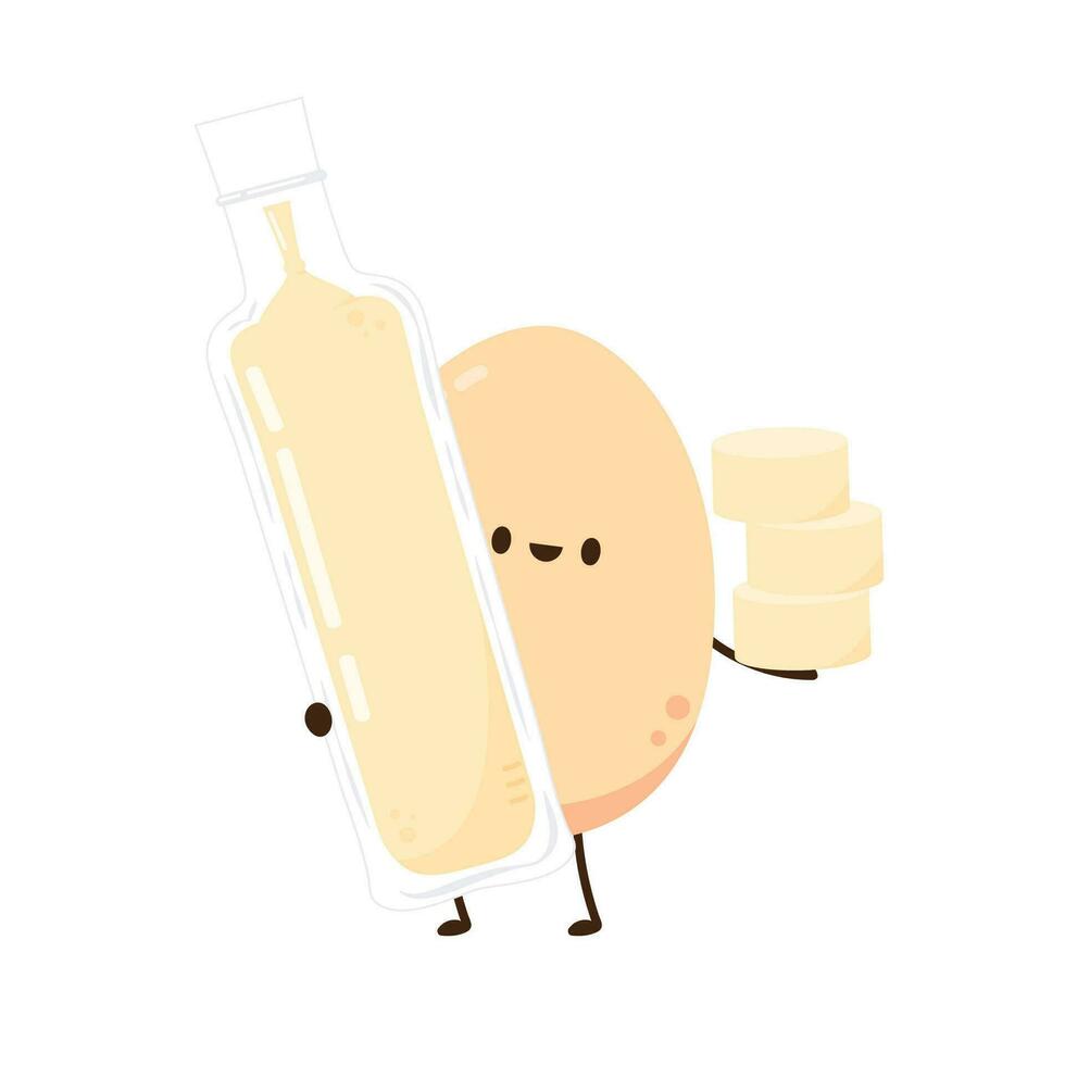 Egg tofu vector. Egg tofu on white background. Egg character design. vector