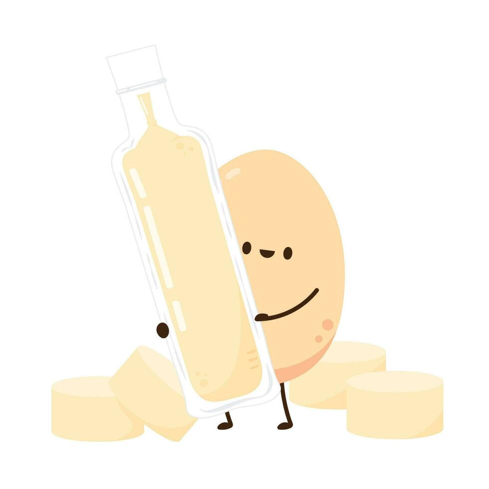 Egg tofu vector. Egg tofu on white background. Egg character design. vector