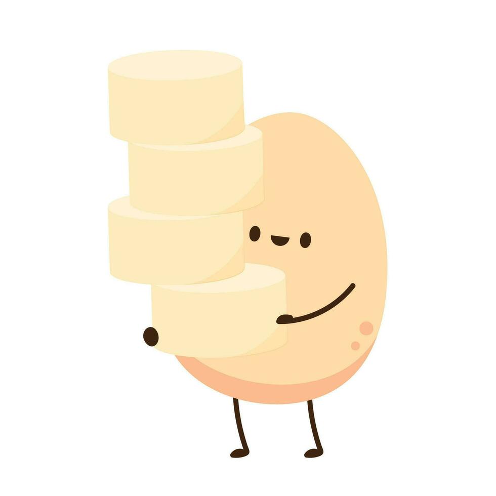 Egg tofu vector. Egg tofu on white background. Egg character design. vector