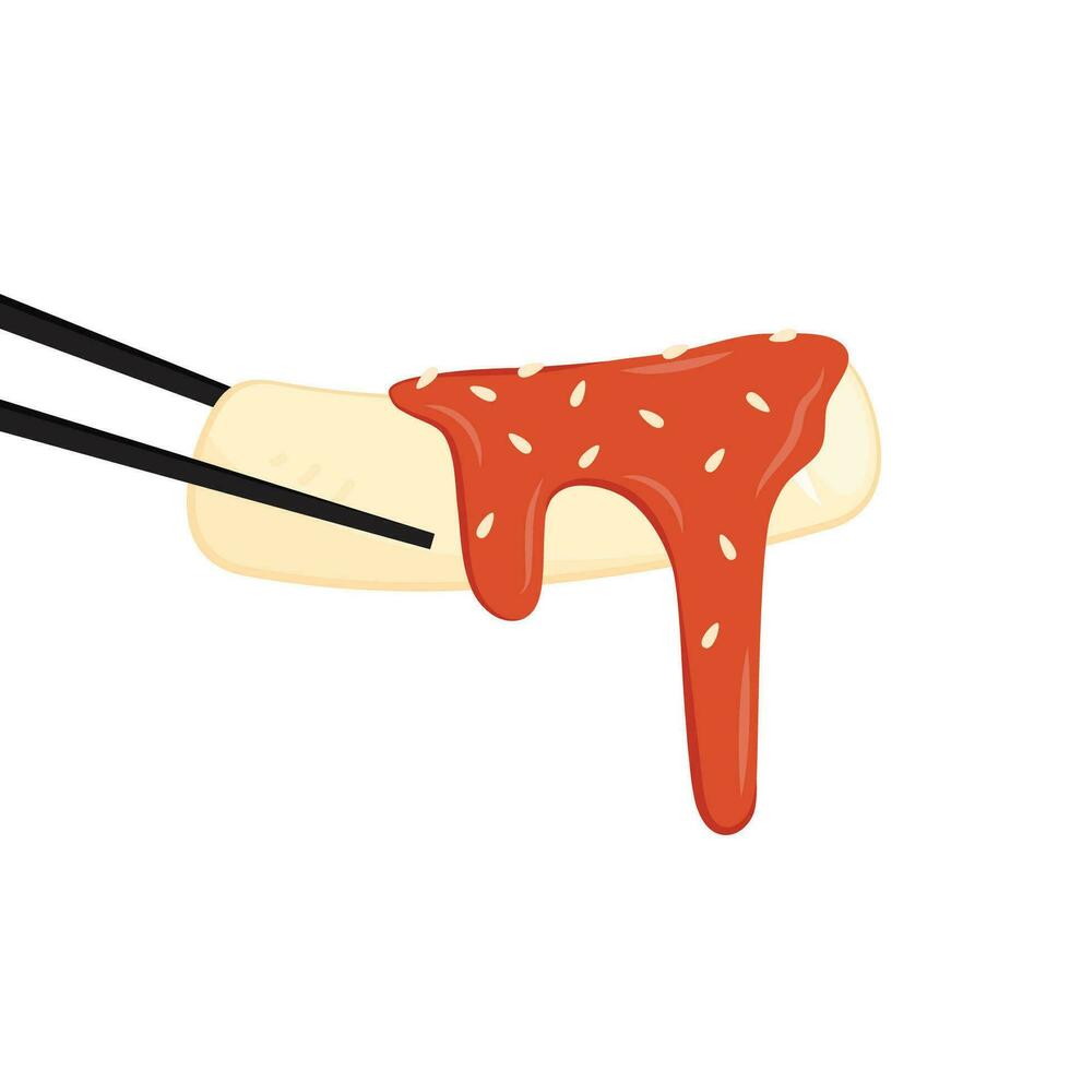 Tteokbokki Noodle vector. Korean food. Spicy rice cake. Tteokbokki logo design. vector