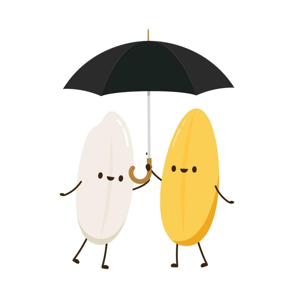 Rice character design. rice vector on white background. rice seed.