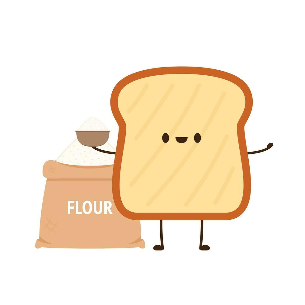un pan personaje diseño. un pan en blanco antecedentes. vector