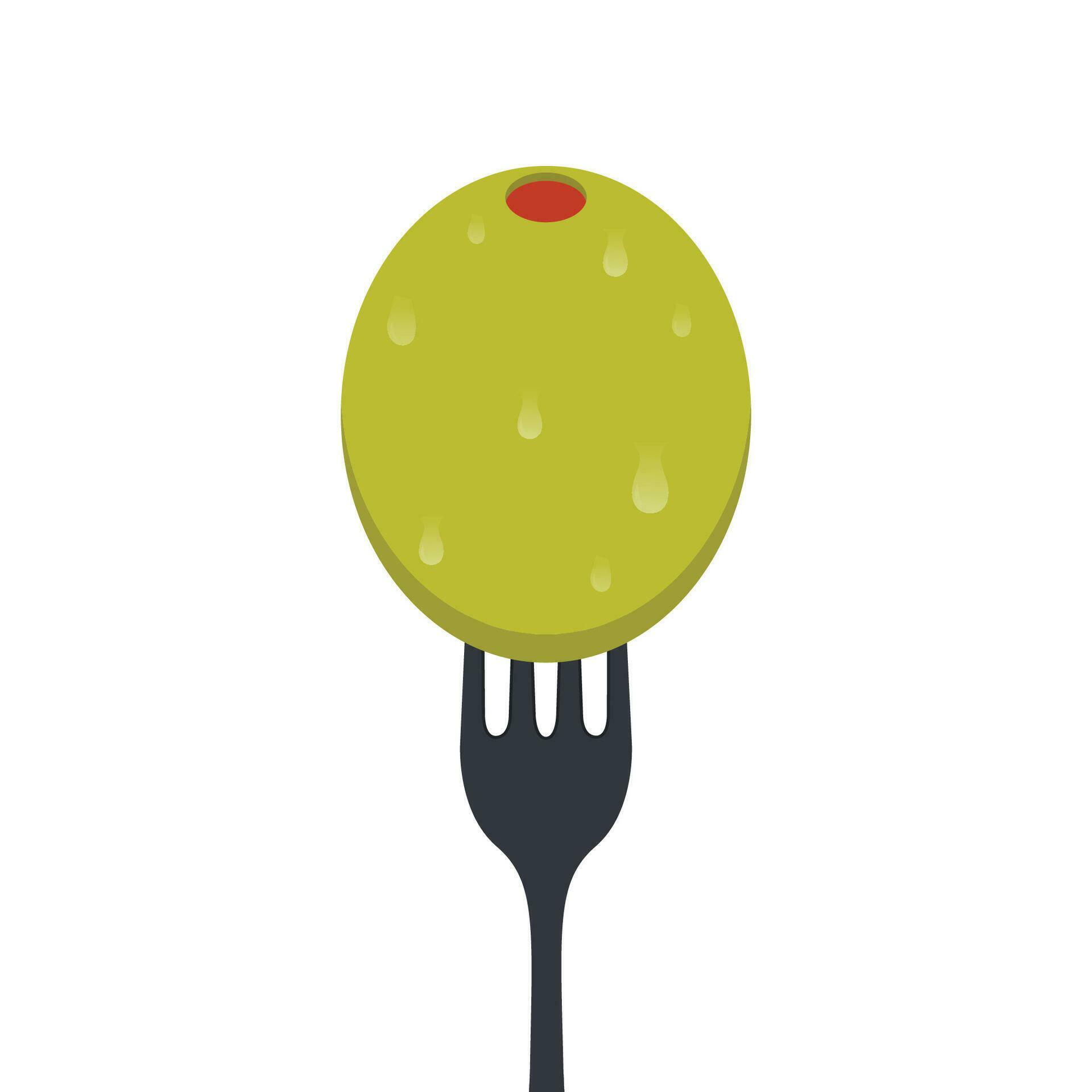 Pickled olives vector. Two stuffed olives on fork 34204586 Vector Art