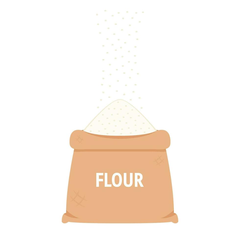 Flour sack cartoon vector. rice bag. symbol. flour vector. vector
