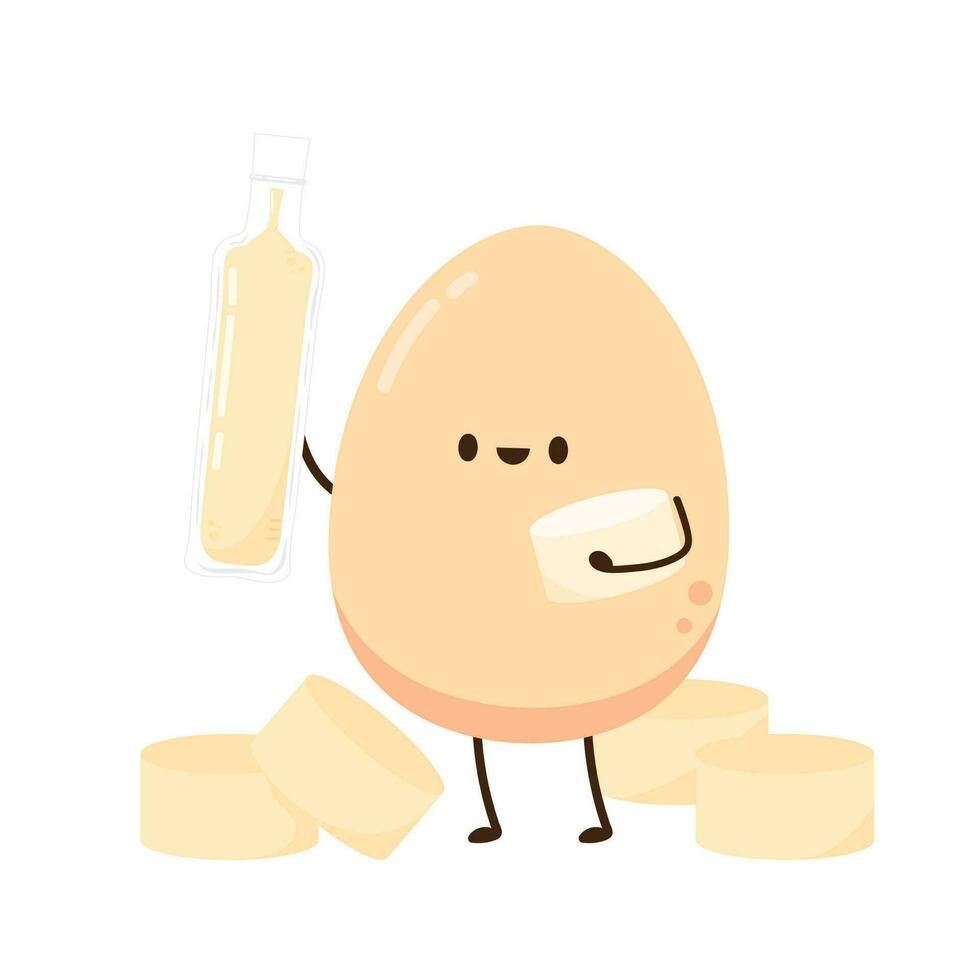 Egg tofu vector. Egg tofu on white background. Egg character design. vector