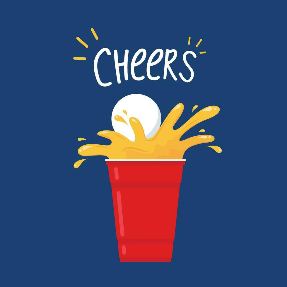 Beer cup cartoon vector. symbol. logo design. ping pong ball. game. vector