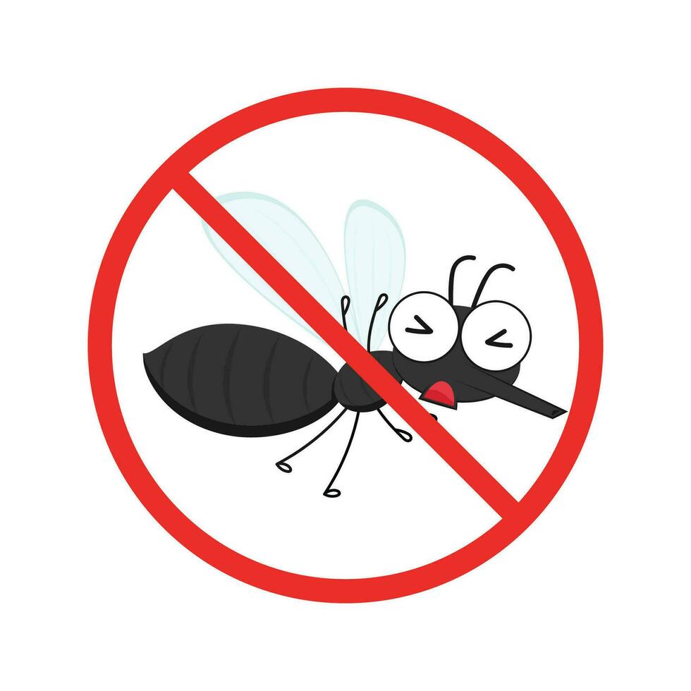 Mosquito cartoon. Mosquito character design. block sign vector. vector