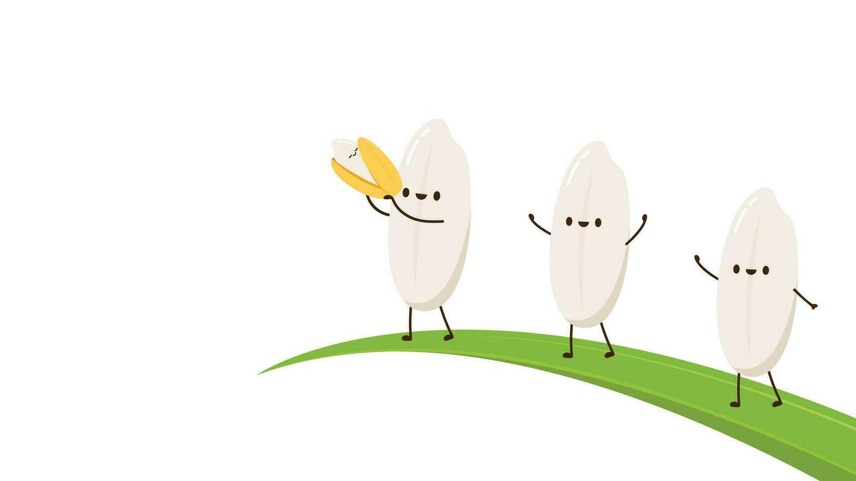Rice character design. rice vector on white background. rice seed.