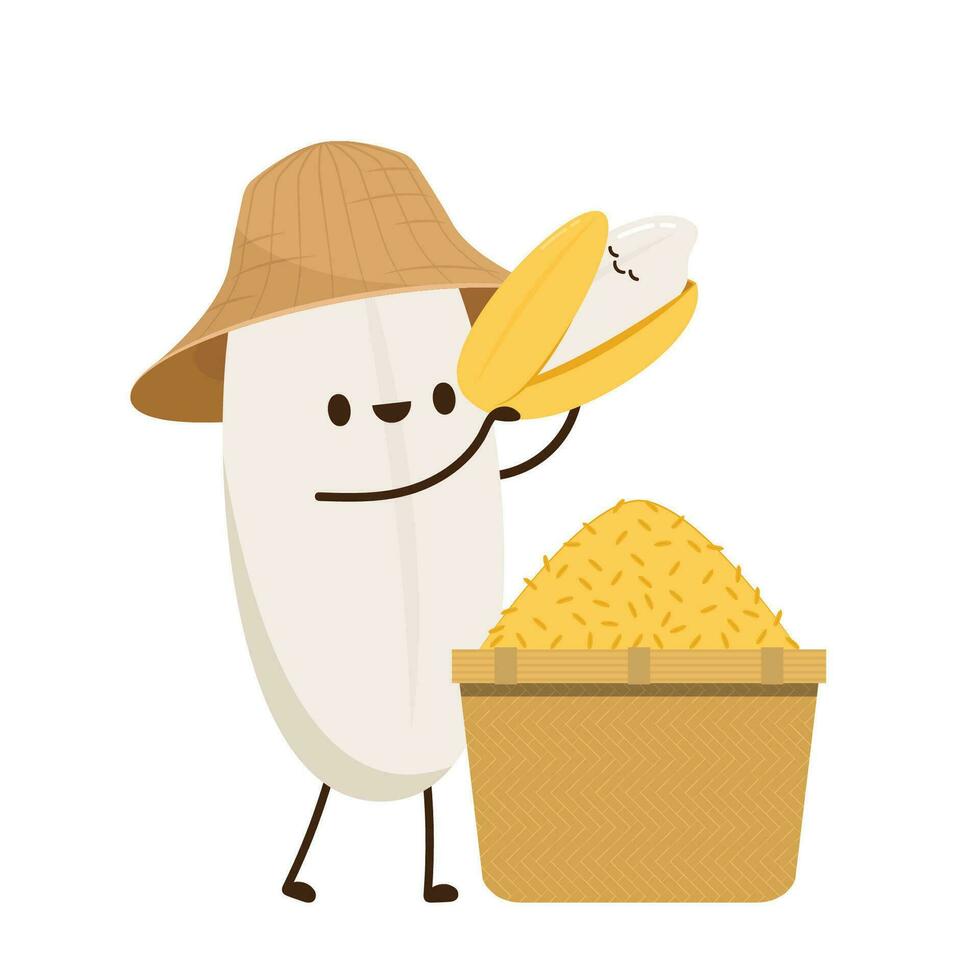 Rice character design. rice vector on white background. rice seed.