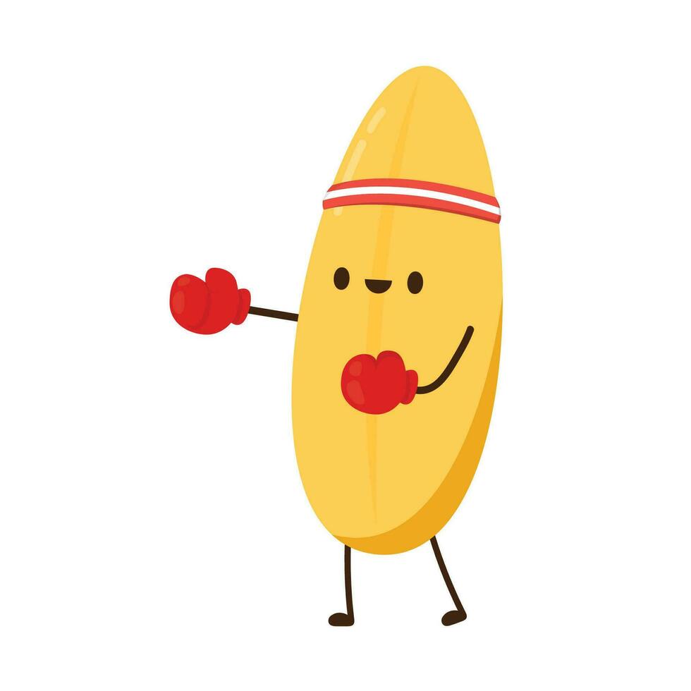 Rice character design. rice vector on white background. rice seed.