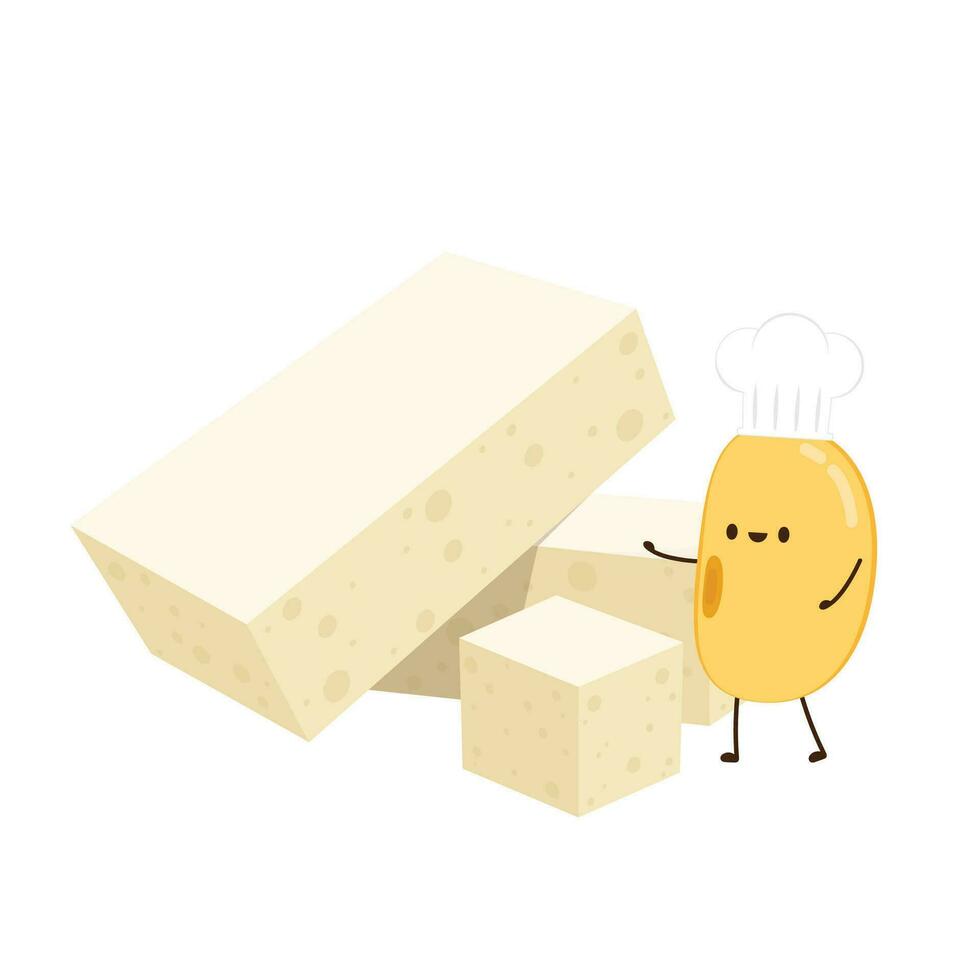 haba de soja vector. haba de soja personaje diseño. blanco tofu vector. tofu dibujos animados estilo aislado en blanco antecedentes. vegetariano nutrición, sano alimento. vector