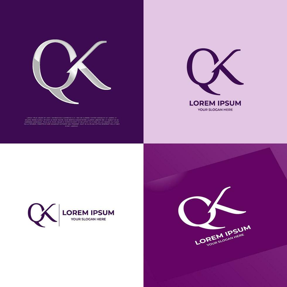 QK Initial Modern Typography Emblem Logo Template for Business vector
