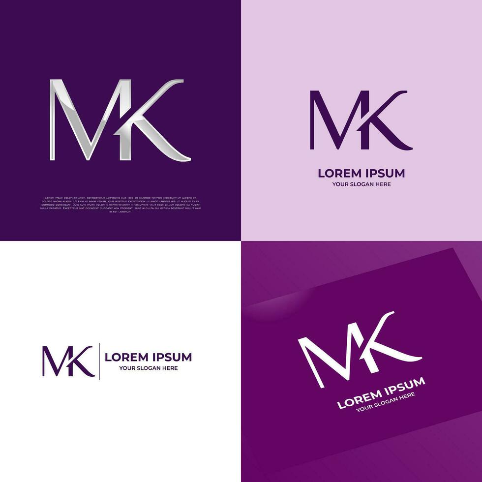 MK Initial Modern Typography Emblem Logo Template for Business vector