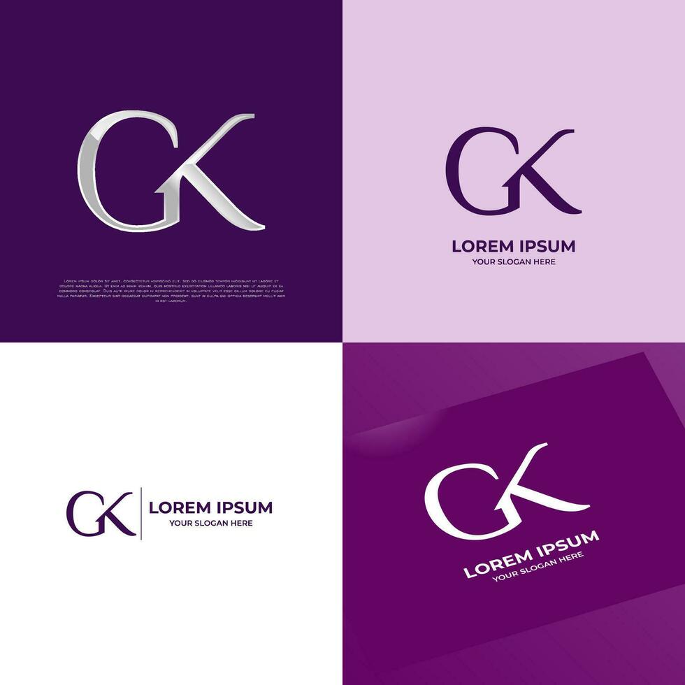 GK Initial Modern Typography Emblem Logo Template for Business vector