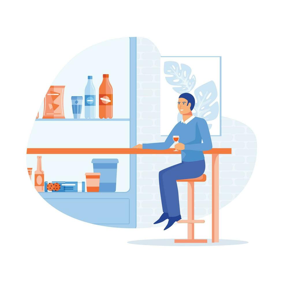 Hotel sevices. Hotel lobby bar, work trip, check-in at the reception, flat vector modern illustration