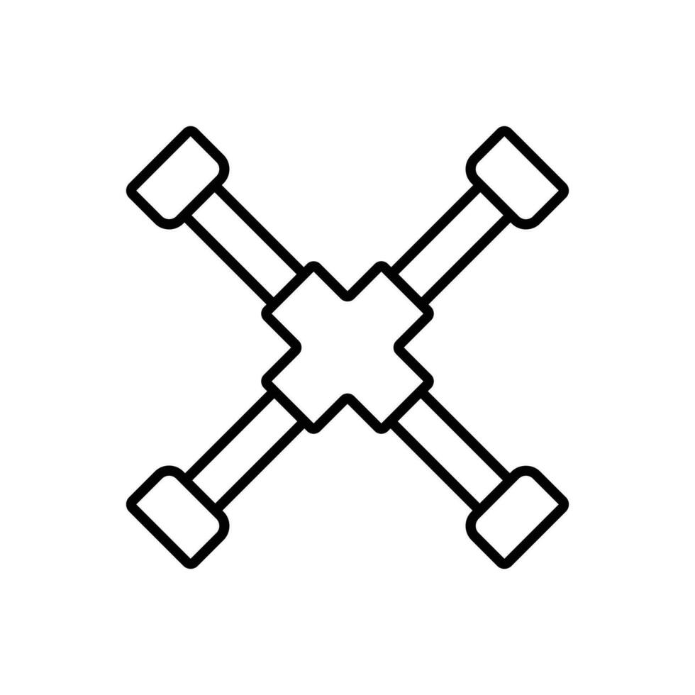 cross wrench icon. outline icon vector