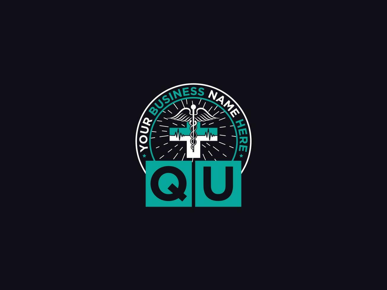 Modern Qu Medical Logo, Minimalist QU Logo Icon Vector Art For Doctors