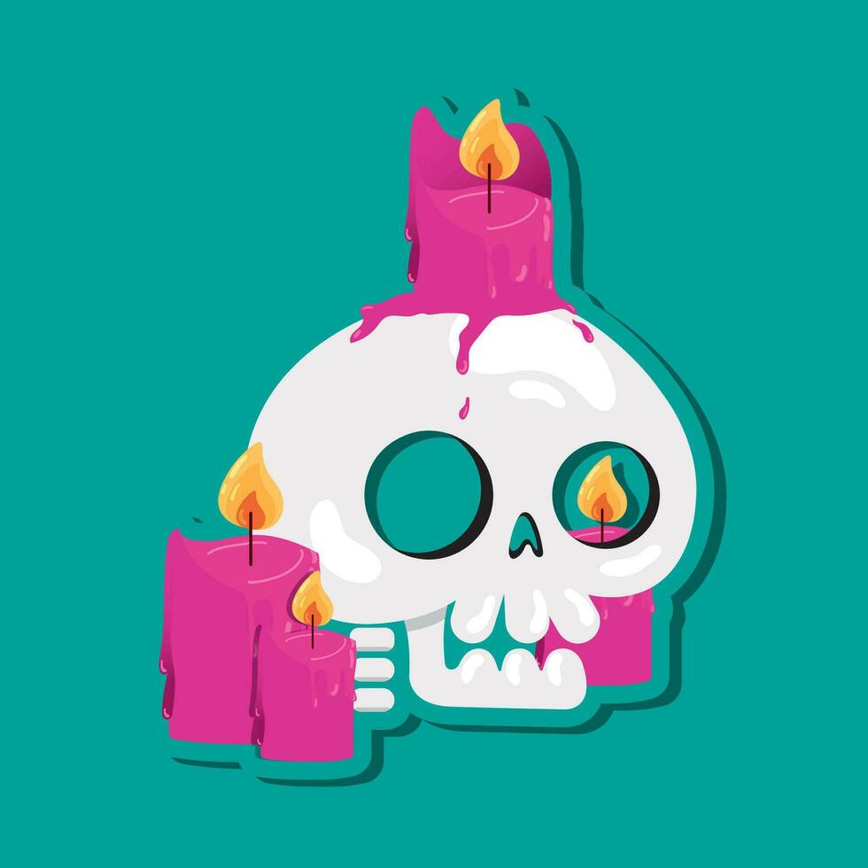 Isolated skull cartoon with candles Vector illustration
