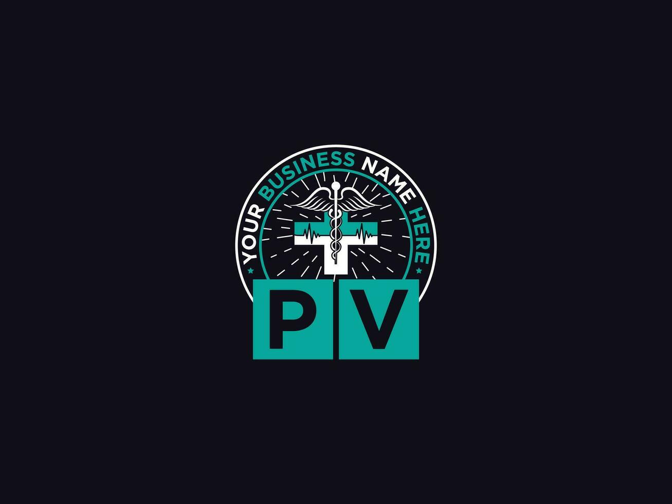 Stylish Pv Medical Logo, Modern PV Logo Letter Design For Your Clinic vector