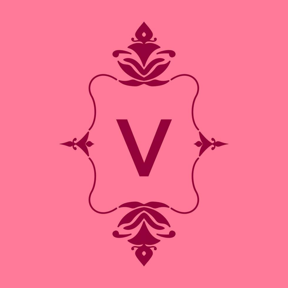 letter V classic beauty vintage initial vector logo frame design