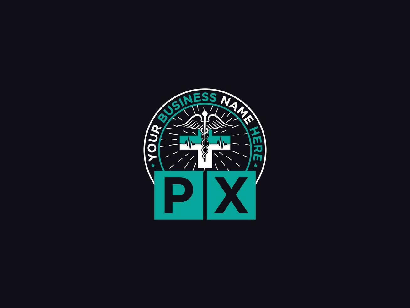 elegante px médico logo, moderno px logo letra diseño para tu clínica vector