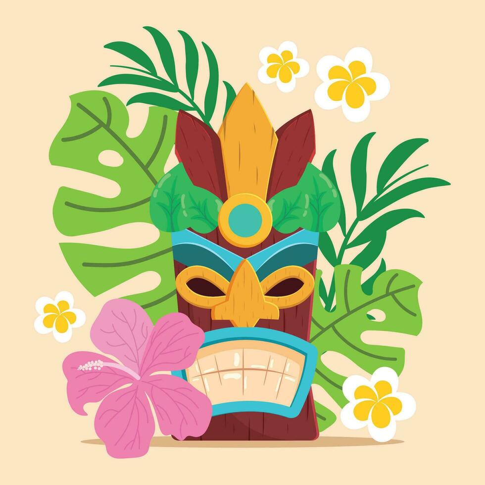 Colored tropical hawaii background Vector illustration